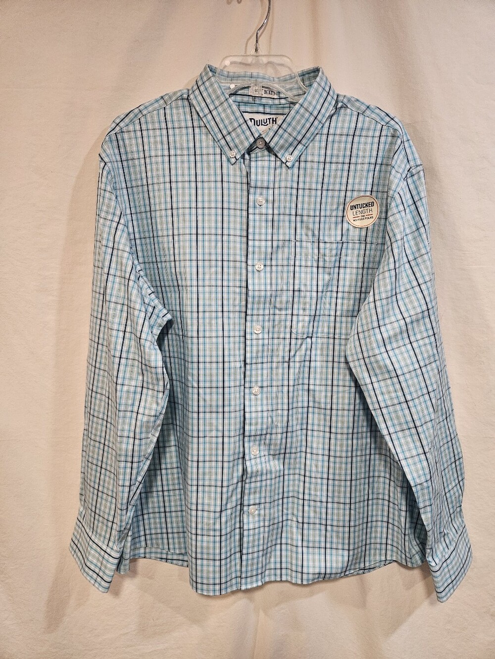 Duluth Trading Co Light Blue Plaid Button-Down Shirt